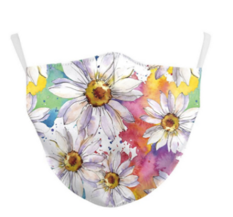 Rainbow Floral Face Mask - Basket Pizzazz